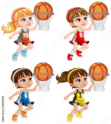 Set of female basketball player