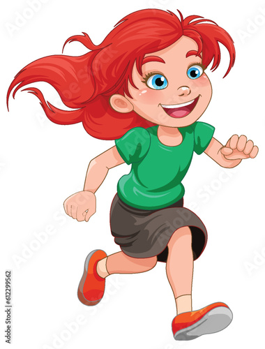 Running girl cartoon character