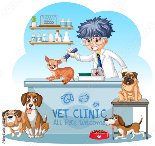 Friendly Veterinarian with Pet Animal Vector