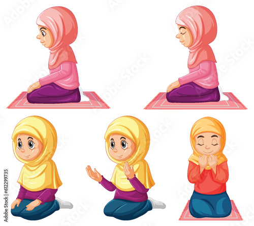 Set of muslim people cartoon character