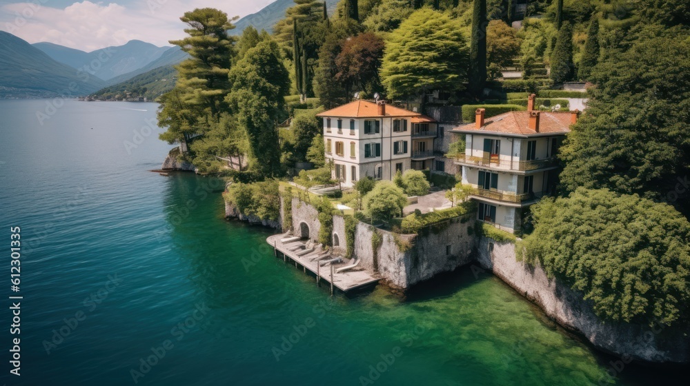 Charming villa situated on the shores of Lake Como, with a private dock, beautiful gardens, and balconies overlooking the serene waters