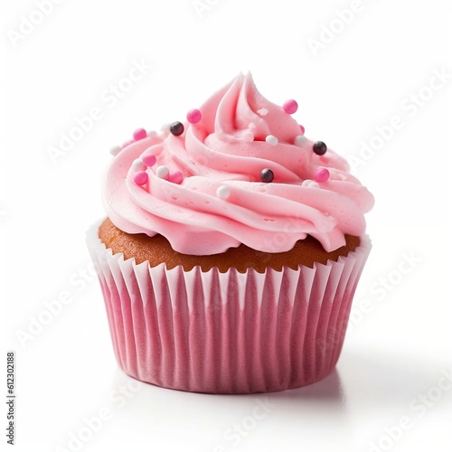 pink cupcake isolated on white