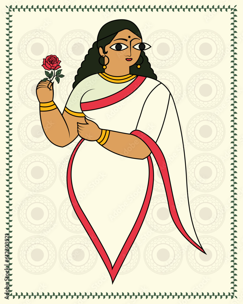 Traditional Bengali Indian Lady in Saree Painting by Mahua Pal | Saatchi Art
