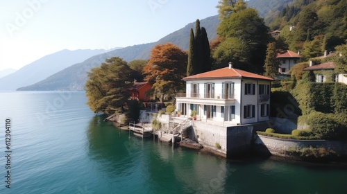 Charming villa situated on the shores of Lake Como, with a private dock, beautiful gardens, and balconies overlooking the serene waters