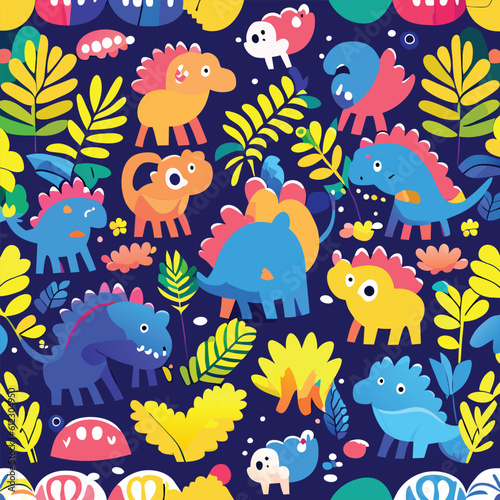 Cute dinosaur seamless pattern royal wallpaper