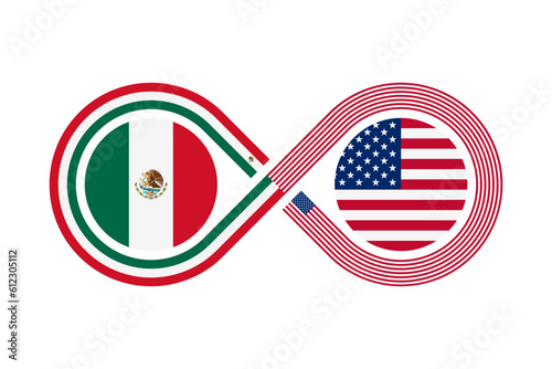 unity concept. mexican spanish and american english language translation icon. vector illustration isolated on white background