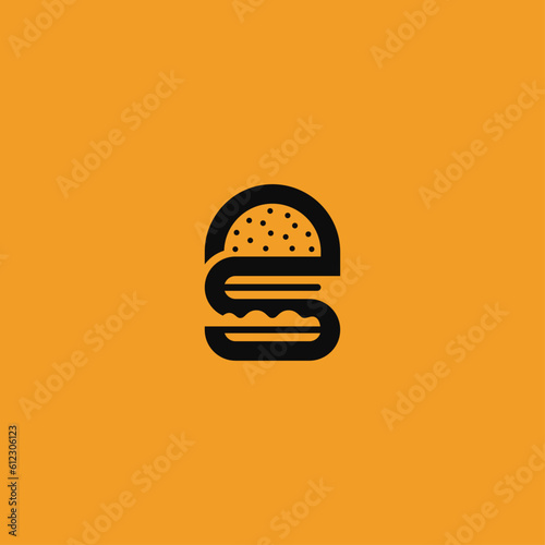 Hamburger and letter S logo design.