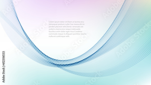 Blue transparent vector flow of wavy lines with halftone effect,design element.