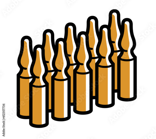 Vaccination theme vector illustration of a ampules isolated over white, epidemic or pandemic coronavirus covid 19 or flu or SARS or any other vaccine, pharmacology concept.