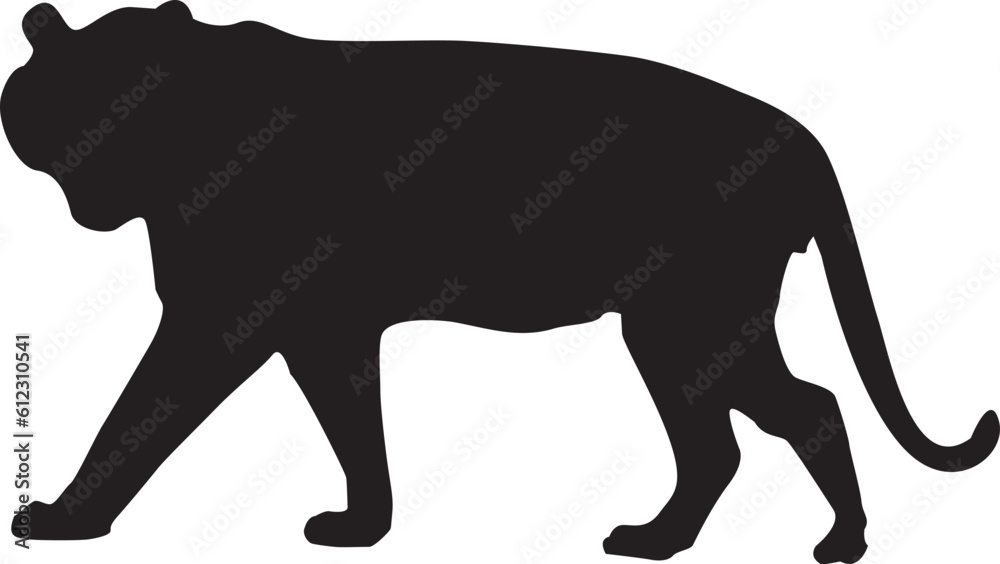 black-Silhouette-of-running-tige vector illustration