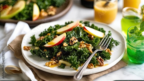 Kale Salad With Apples and Walnuts - AI generative