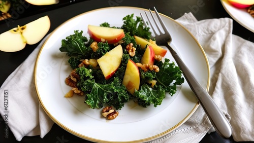 Kale Salad With Apples and Walnuts - AI generative