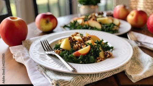 Kale Salad With Apples and Walnuts - AI generative