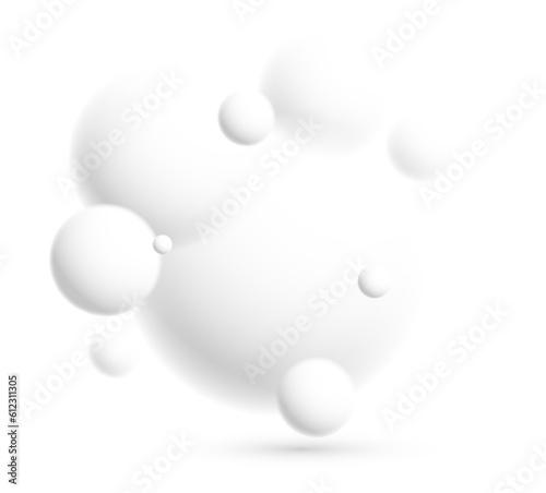 Defocused light levitating spheres atmospheric ambient vector background, 3D balls dynamic design, soft and easy futuristic wallpaper.