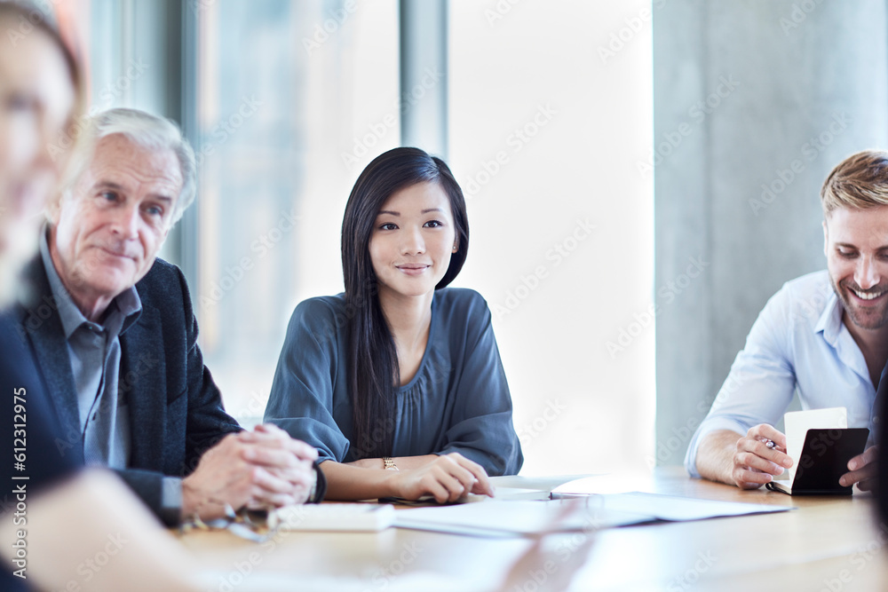 Obraz premium Business people listening in meeting