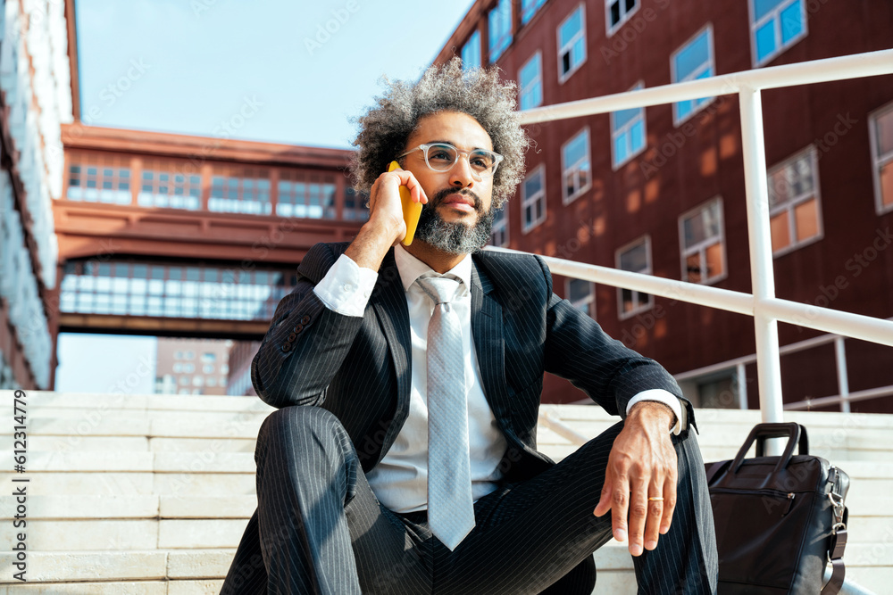 Fototapeta premium Image of a young entrepreneur working outdoor the office
