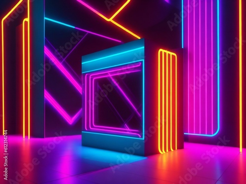 colorful light neon background wallpaper ai generated