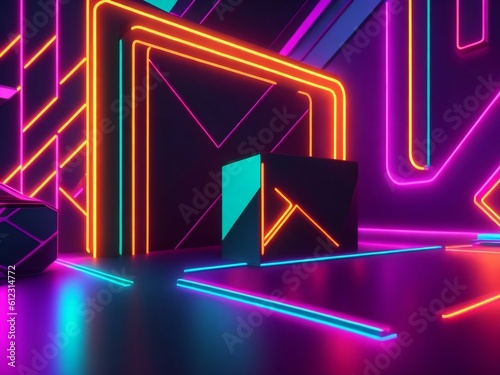 colorful light neon background wallpaper ai generated