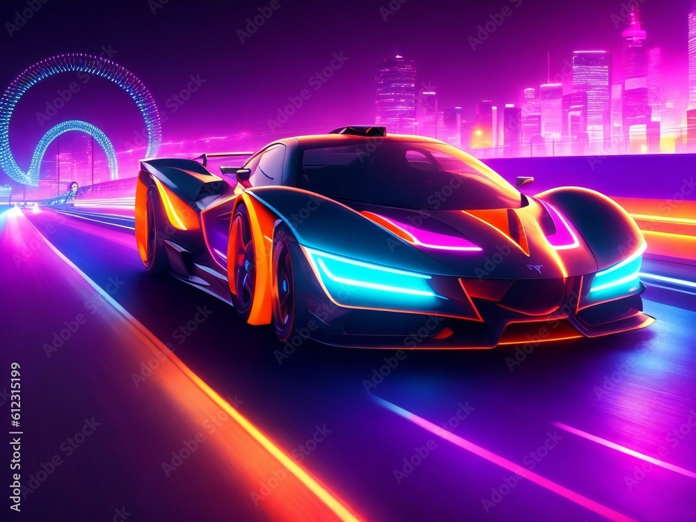 Naklejka premium colorful light neon background wallpaper ai generated