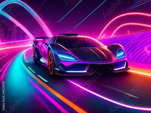 colorful light neon background wallpaper ai generated