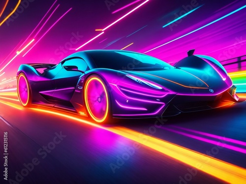 colorful light neon background wallpaper ai generated