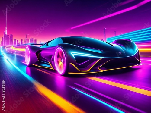 colorful light neon background wallpaper ai generated