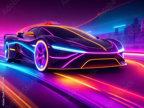 colorful light neon background wallpaper ai generated © Md Serajul Islam