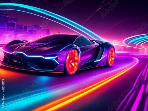 colorful light neon background wallpaper ai generated © Md Serajul Islam