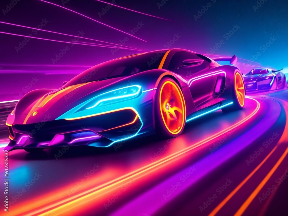 Naklejka premium colorful light neon background wallpaper ai generated