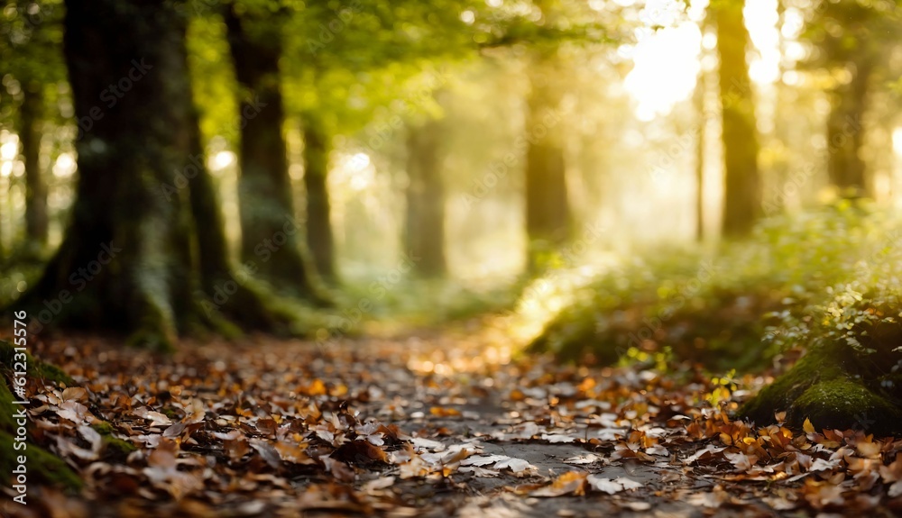 Obraz premium autumn forest in the morning ai generated