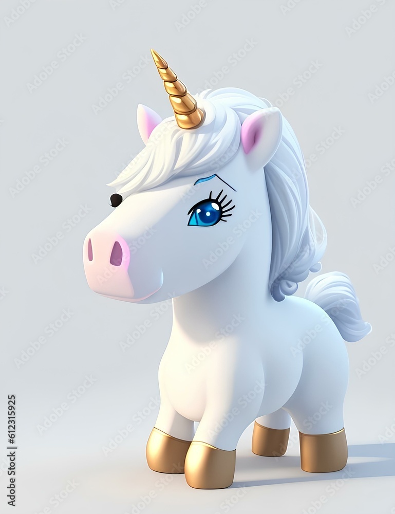 Unicorn piggy white cartoon 3d