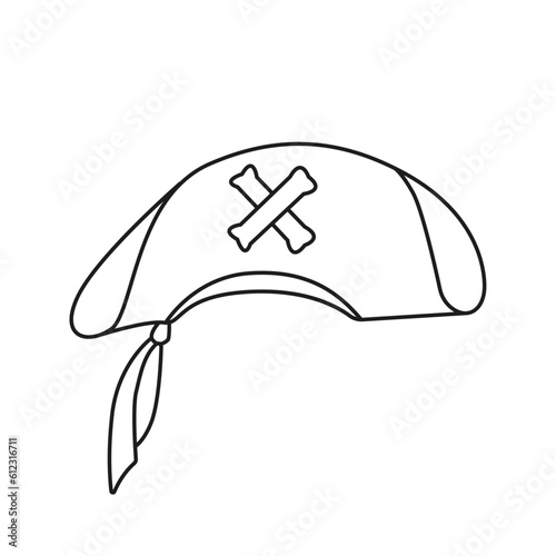 Vector illustration of a pirate cocked hat in doodle style
