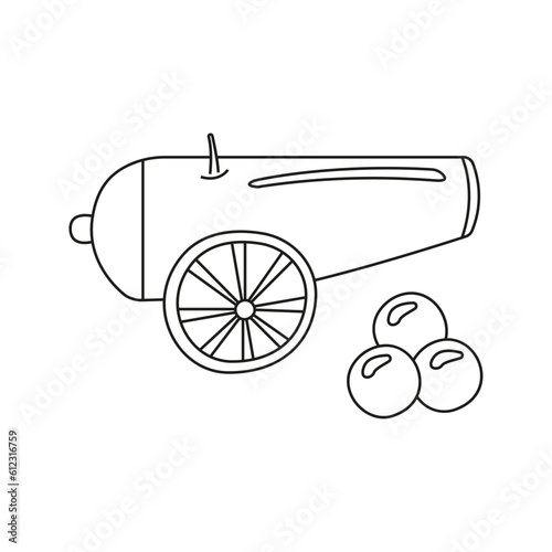 Vector illustration of a cannon in doodle style
