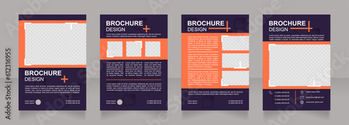 Modifying existing product for new market blank brochure design. Template set with copy space for text. Premade corporate reports collection. Editable 4 paper pages. Arial Bold, Regular fonts used