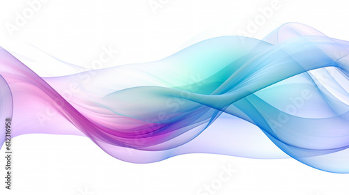 Blue and pink neon colors wave swirls on white background. Generative AI