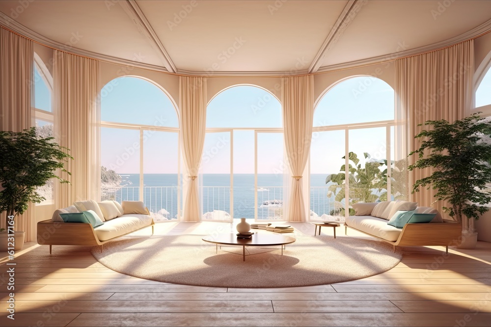 modern living room with the sea view modern living room with the sea view