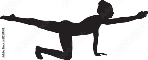 Vector illustration of a girls practicing yoga silhouettes