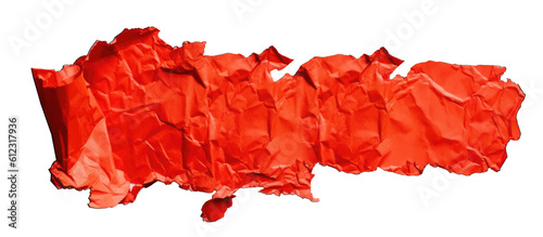 Red paper ripped message torn.A torn piece of paper with torn edges and folds. Ai generated