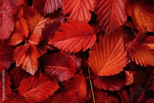 Texture of red autumn leaves. Fall leaves for an autumn background