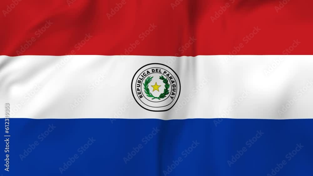 Arising map of Paraguay and waving flag of Paraguay in background. 4k resolution video.