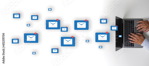 Mail Communication Connection message to mailing contacts phone Global Letters Concept