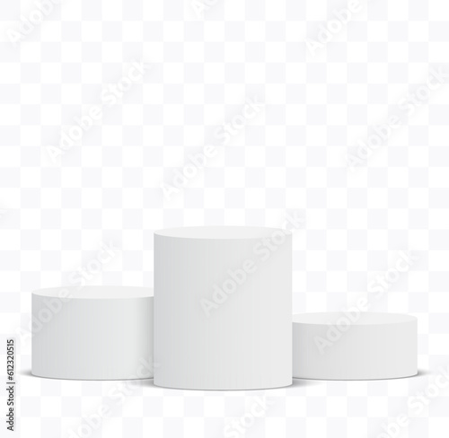 Empty podium isolated. White award pedestal. 3d vector illustration
