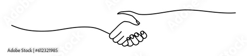 Handshake  agreement  introduction banner hand drawn with single line. Women or men shake hands. Png illustration isolated on transparent background
