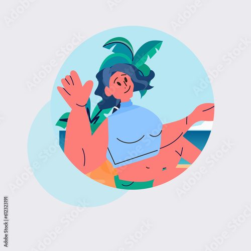 young woman tourist relaxing on tropical beach summer vacation holiday time to travel concept seascape