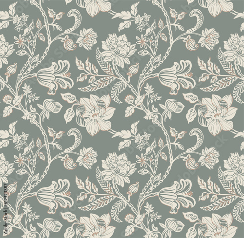 Seamless pattern in the style of chinoiserie. Elegant floral pattern