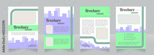 Clean urban transport blank brochure design. Template set with copy space for text. Premade corporate reports collection. Editable 4 paper pages. Lobster Regular, Nunito SemiBold, Light fonts used photo