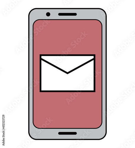 スマホの画面にメールのアイコンイラストの素材