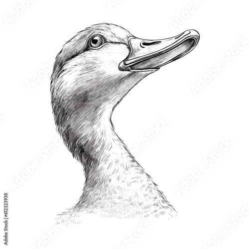 Line drawing of a duck head