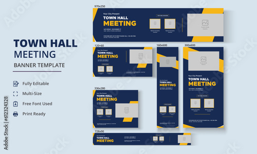 Town Hall Meeting Banner Templates, City Hall Banner and Poster