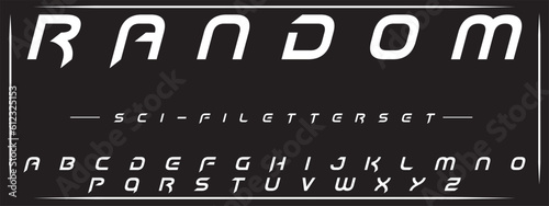RANDOM, Sports minimal tech font letter set. Luxury vector typeface for company. Modern gaming fonts logo design
